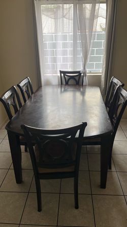 6 Chair Dark Wood Table