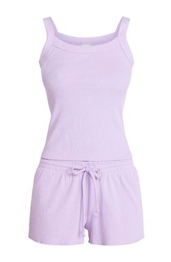 Two piece Somerset women’s | Women's Purple Solid Cami Lounge 2 piece set Square Neck Drawstring Shorts L