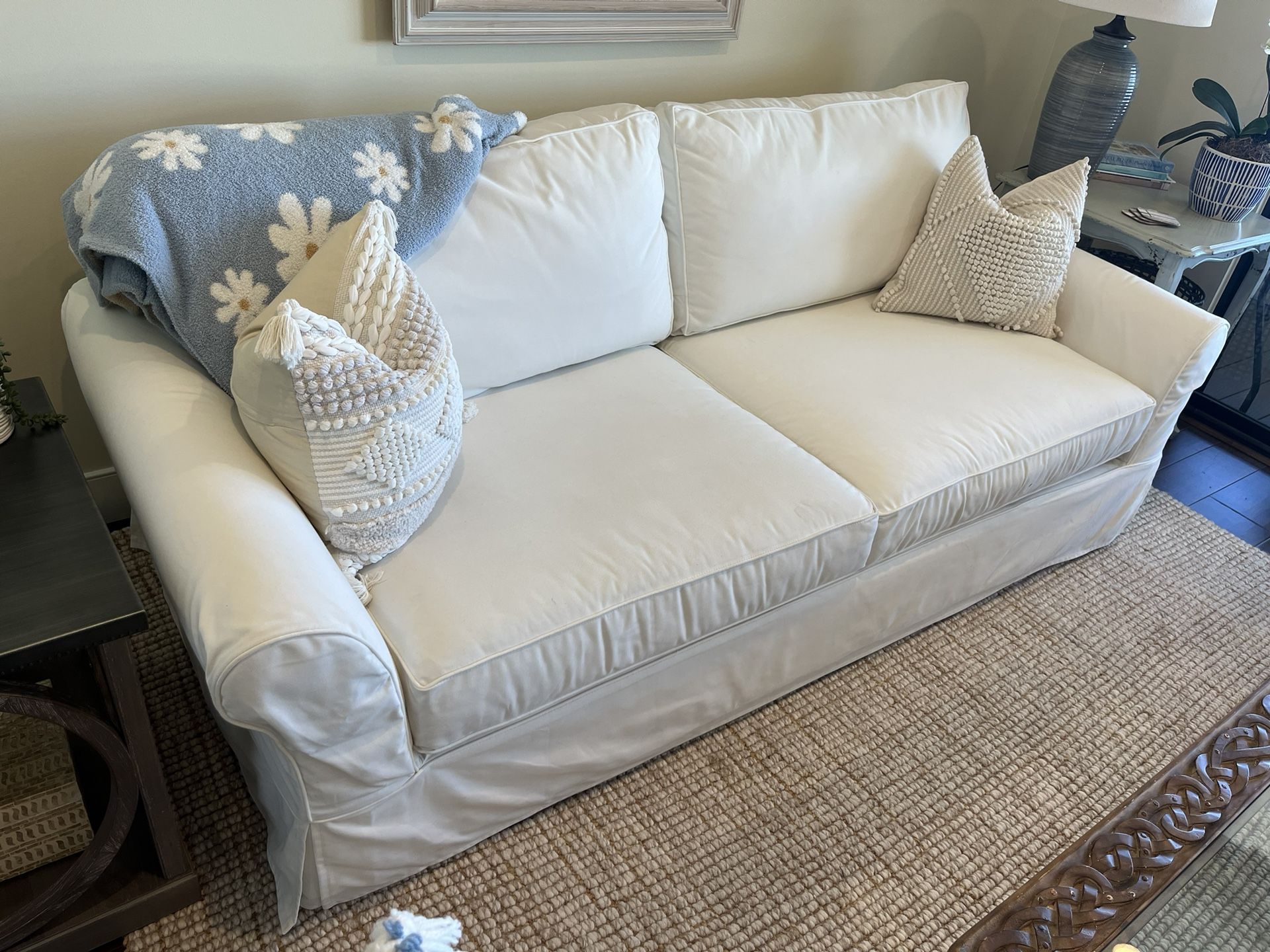 Beautiful White Slip Cover Couch