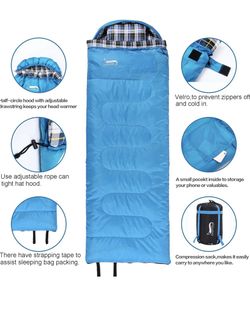 Desert & Fox Cotton Flannel Sleeping Bags with Pillow, 4 Season Warm & Cold Weather