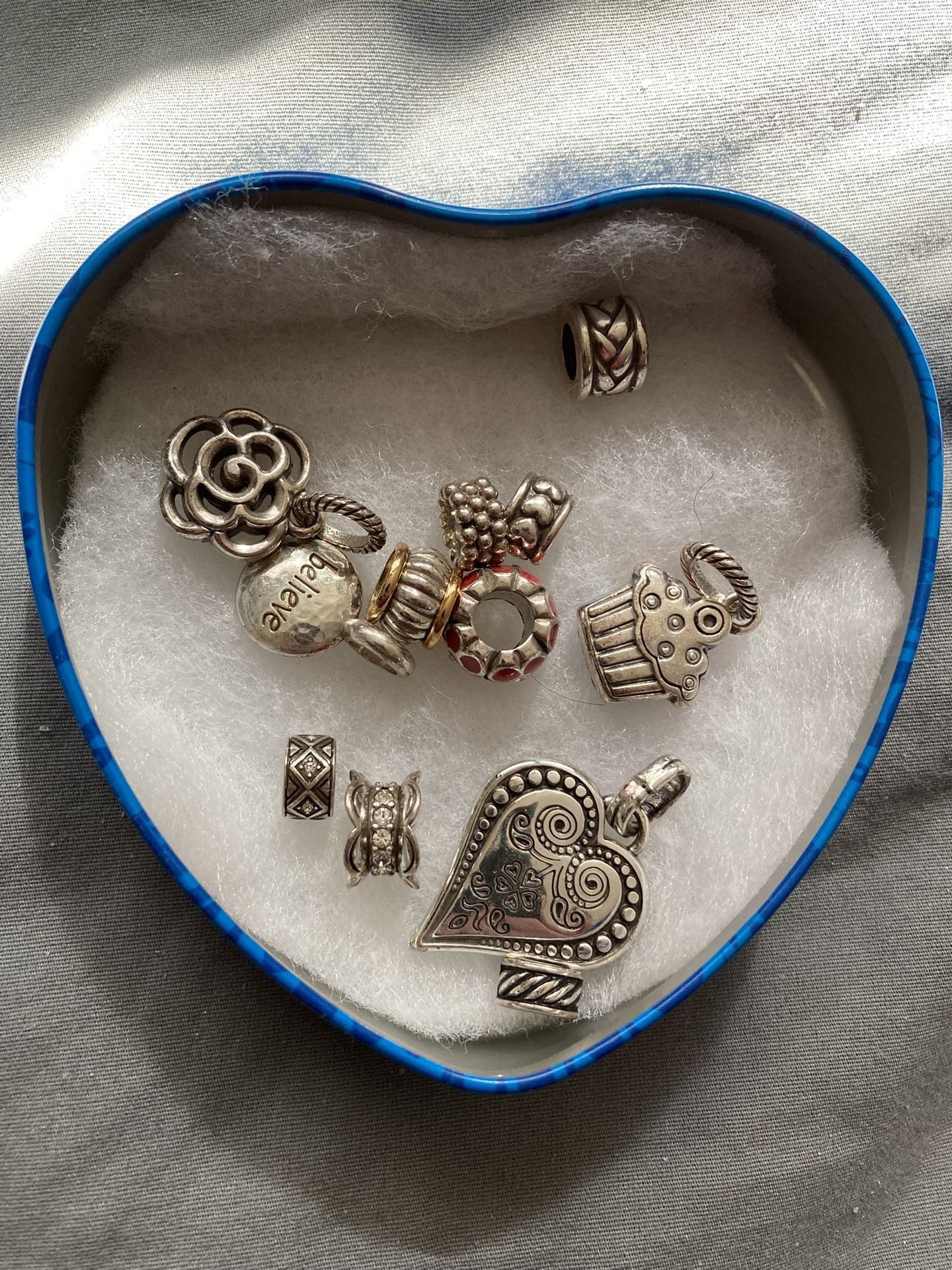 Lot of 12 Brighton Jewelry Pendants and Spacers With Tins