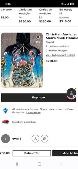 Christian Audigier Men's Graphic Hoodie Size M