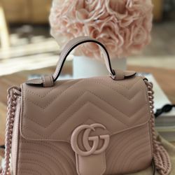 Gucci Marmont Top Handle Handbag In Light Pink *RARE*