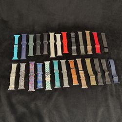 Apple Watch Bands (assorted - set of 26) iWatch bands, various materials: silicone sport, leather, magnetic, elastic, etc.