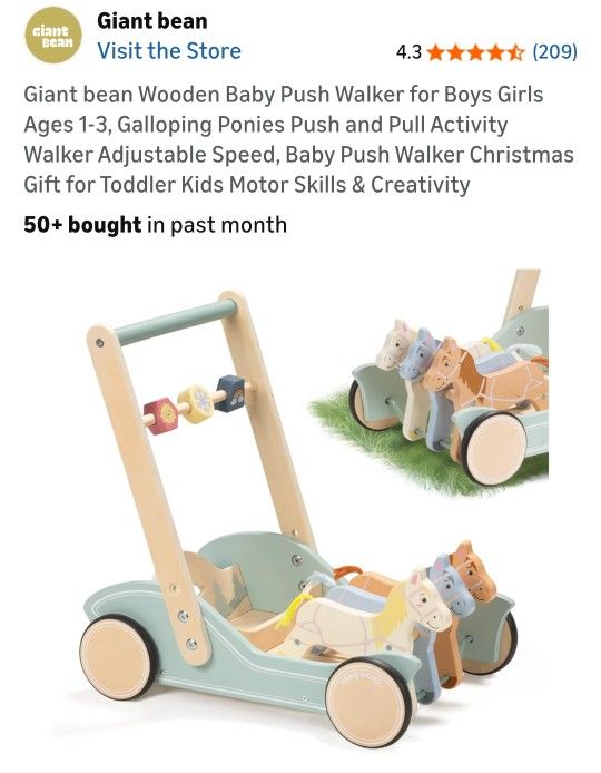 New In Box Galloping Ponies Push and Pull Activity Walker