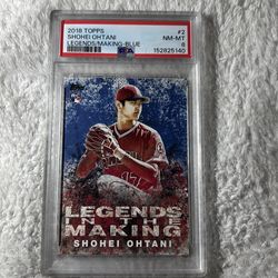 2018 TOPPS LEGENDS IN THE MAKING BLUE #2 SHOHEI OHTANI Rookie PSA 8