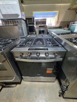 WHIRLPOOL 5 BURNER GAS SLIDE IN STOVE STAINLESS STEEL