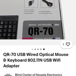 QR-70 USB Wired Optical Mouse & Keyboard USB