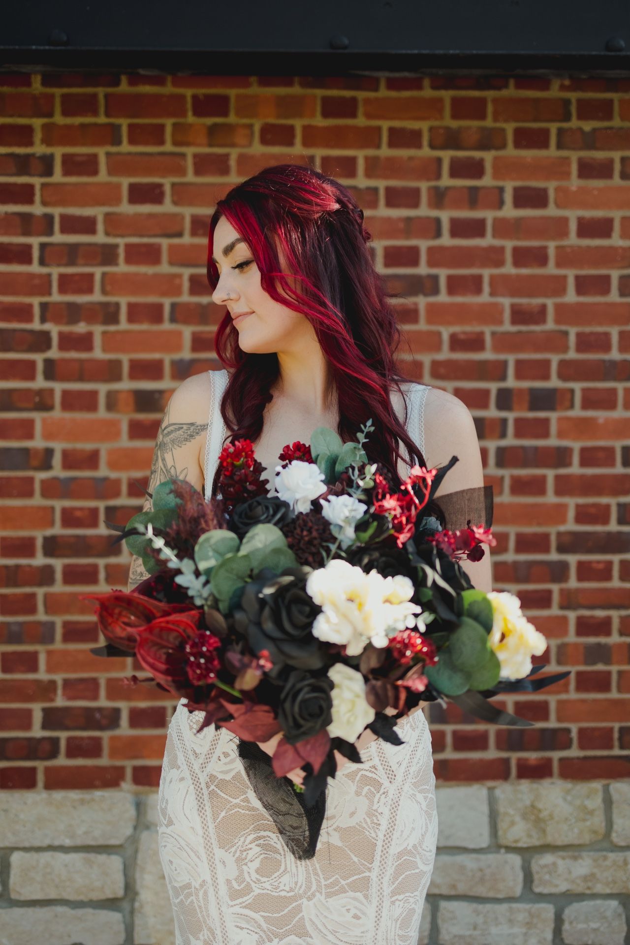 Burgundy and Black Wedding Bouquets