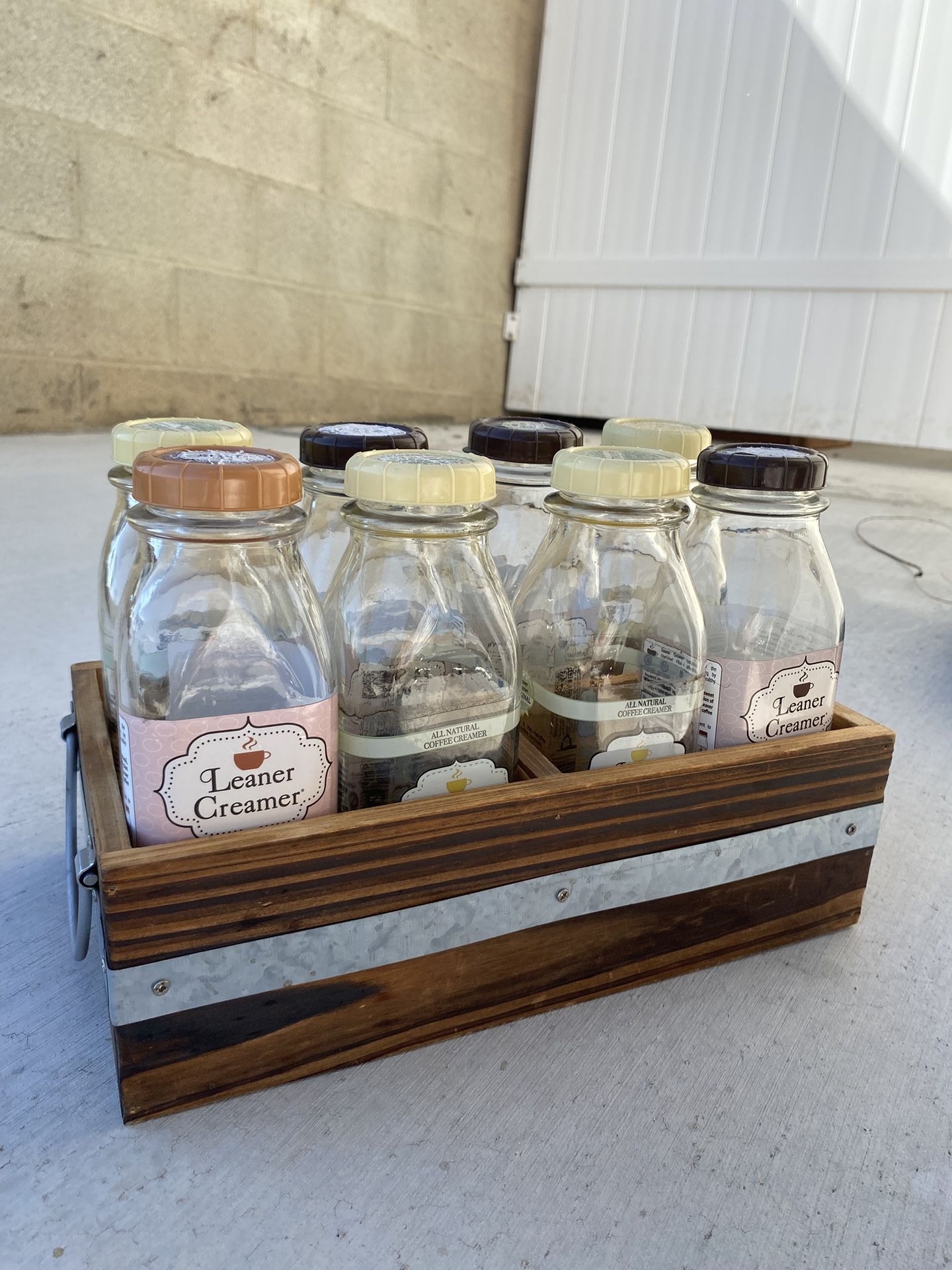 Wooden Milk Bottle & Crate Set