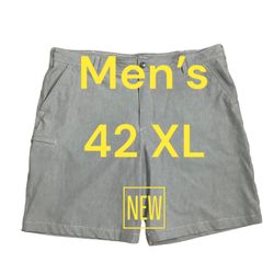 Mens G.H. Bass & Co. 42 XL Shorts Khakis Chino Gray Ripstop Stretch Phone Pocket