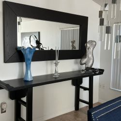 Mirror And Table  Black Wood
