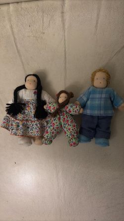 Handmade Fabric Family Dolls Set of 3