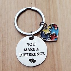 NEW 'You Make A Difference' Autism Charm Keychain