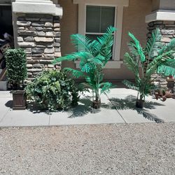 3 Ft Topiary Tree,  Artificial Plants In Large Metal Planter,  4 Ft Palm Trees Or 3 Panel Room Divider $25 Each See All Photos 