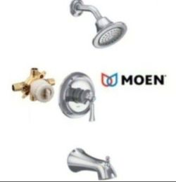 Moen Wynford Chrome 1-handle Single Function 5.875-in Round Bathtub and Shower Faucet (Valve Included)