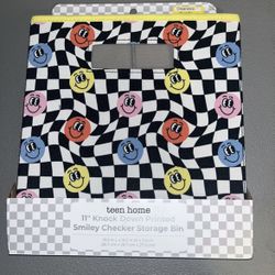 Teen Home 11" Knock Down Printed Smiley Checker Storage Bin  cube organizer