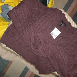 Burgundy Cable Knit Sweater
