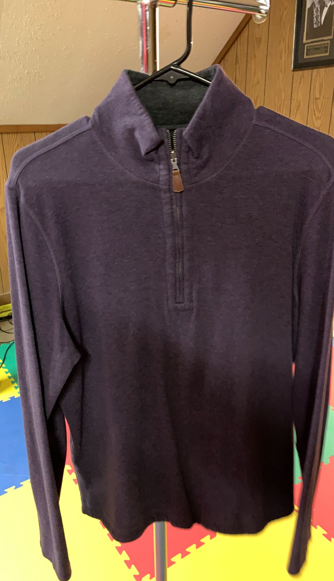 Men’s Reversible Purple/Dark Gray Pullover. Very soft, not sure of brand