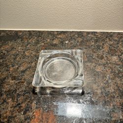 Vintage Clear Glass Square Ashtray