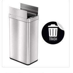 18g Stainless Steel Rectangular Metal Household Trash Can, Wings Lid Sensorb 