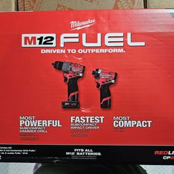 New Milwaukee M12 FUEL Gen 3 Brushless Hammer Drill & Impact Driver Combo Kit 3497-22