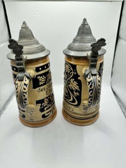 Vintage German Stoneware Lidded Beer Stein.