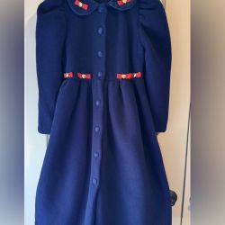 Vintage USA Hartstrings Navy Pea Coat with Red Accents