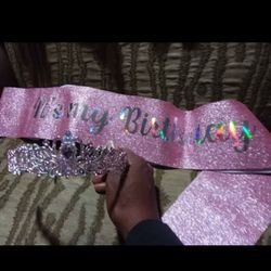 Pink Sparkle Sash & Crown