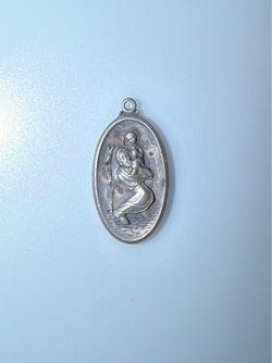 Theda Sterling Silver Oval Saint Christopher Christian Medal Pendant