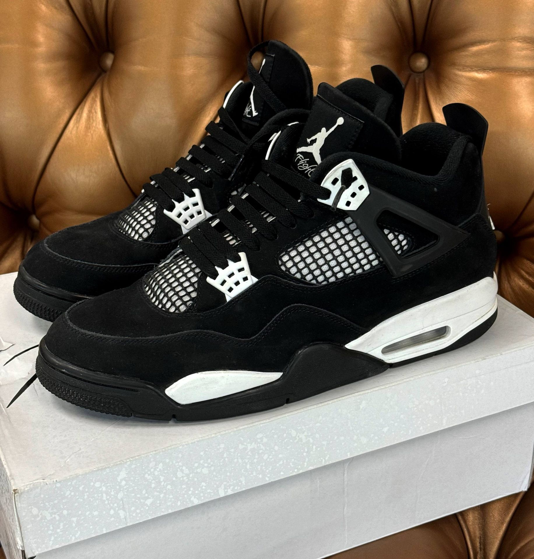 Size 12 Air Jordan 4 Retro White Thunder Black SMALL STAR LOSS! w/box