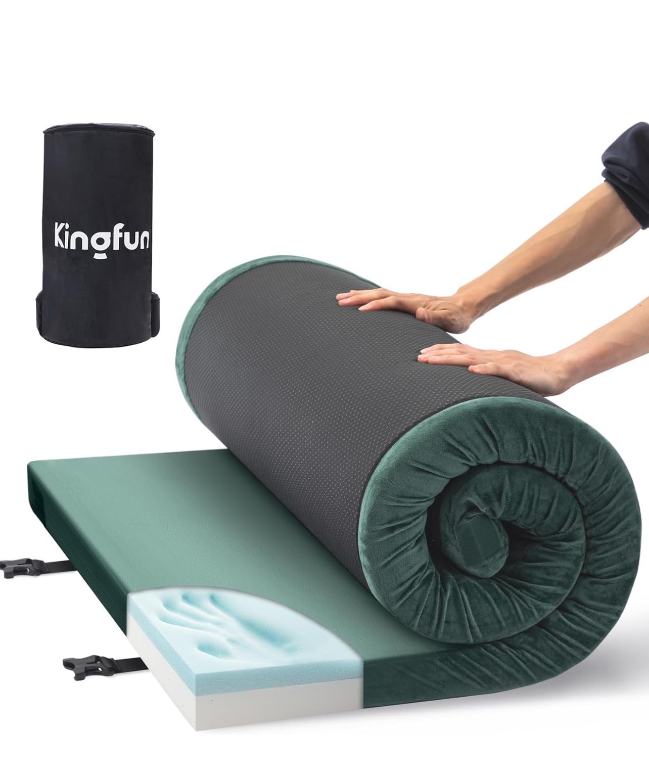 3 Inch Memory Foam Camping Mattress, Waterproof Roll up Sleeping Pad, twin size