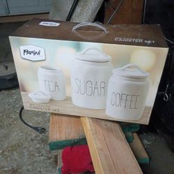 Brand New Never Opened 3 Piece Ceramic Canister Set 