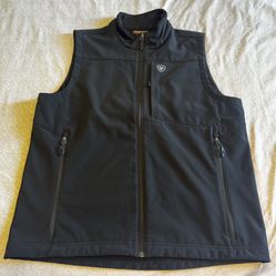 Ariat Size Large Vest Men Full Zip Softshell Fleece Lined Embroidered Logo