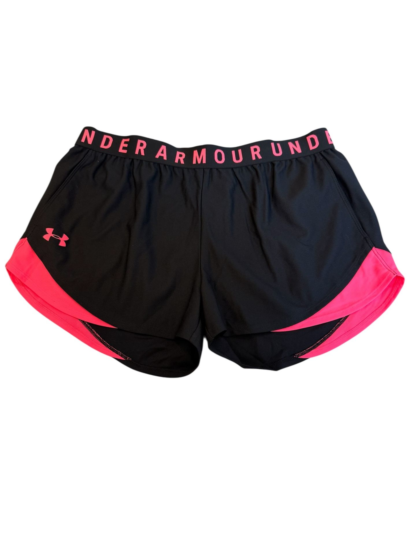Under Armour Women's Black and Pink Loose Fit Athletic Shorts, Size L