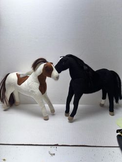 Lot Of 2 Applause Brand Pose-able Horse Plush 10" Tall