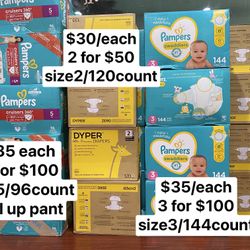 Pamper diapers size 1-5
