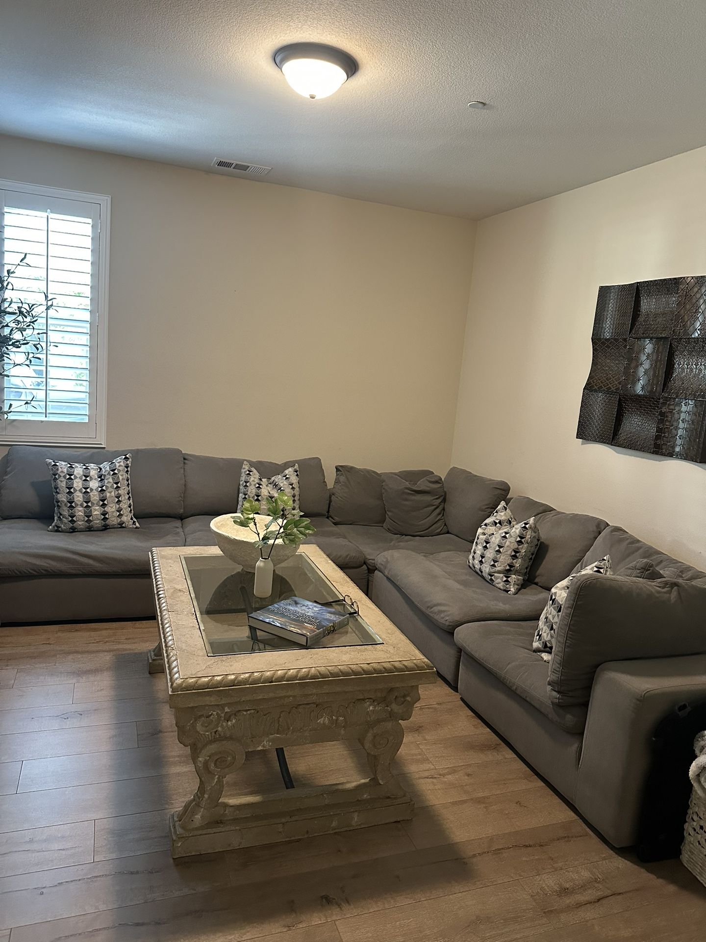 Grey Cloud Modular Sectional Couch And Ottoman