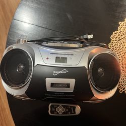 Radio, cassette player, CD, remote control