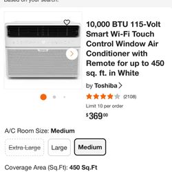 10,000 BTU 115-Volt Smart Wi-Fi Touch Control Window Air Conditioner with Remote for up to 450 sq. ft.