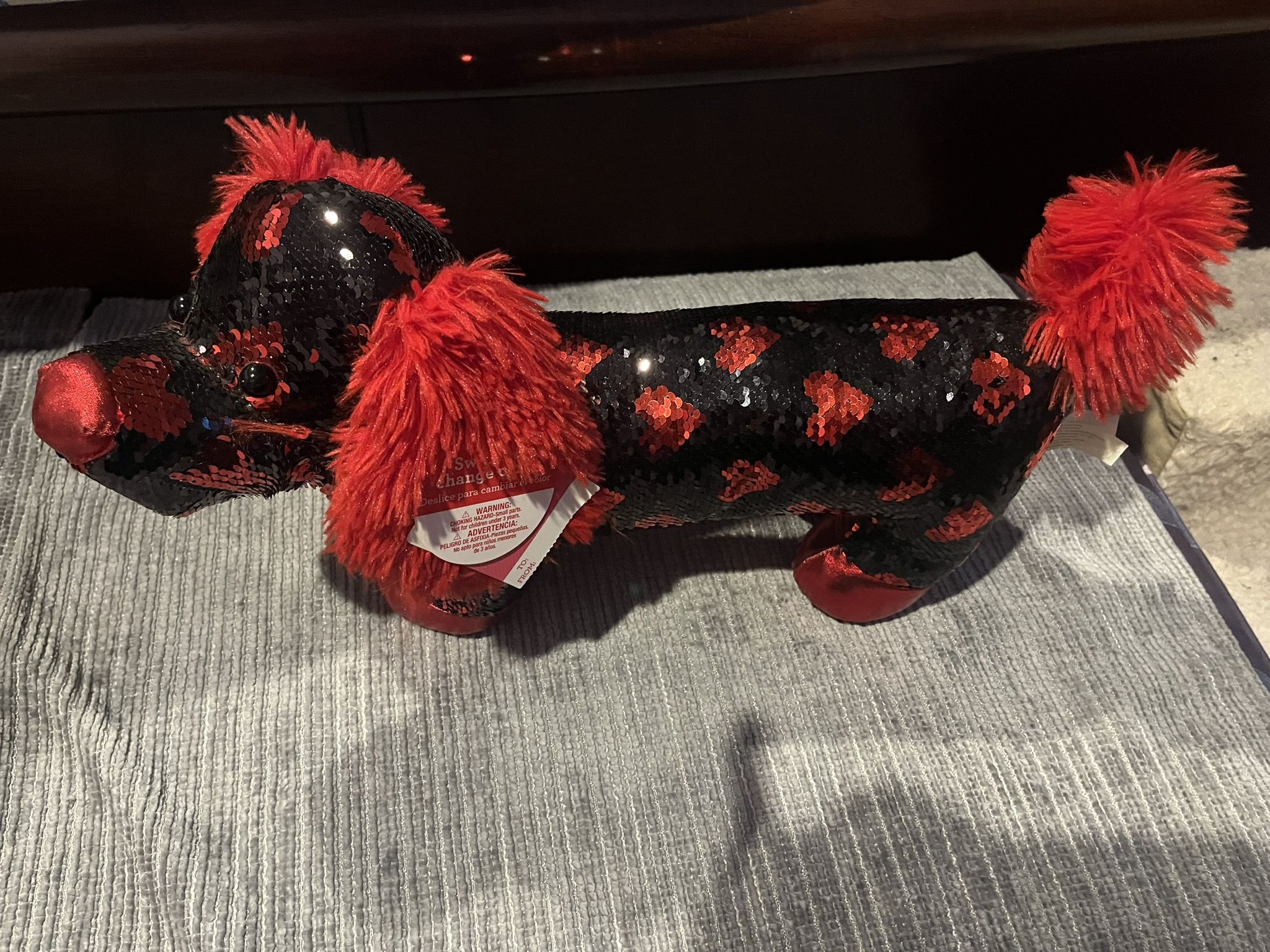 Sequin Plush dachshund. 