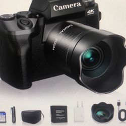 Digital Cameras for Photography, NIKICAM 4K 64MP WiFi Vlogging Camera for YouTube with Dual Camera, 4" Touch Screen Compact Camera with Flash, 32GB TF