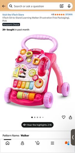 VTech Sit-to-Stand Learning Walker (Frustration Free Packaging), Pink