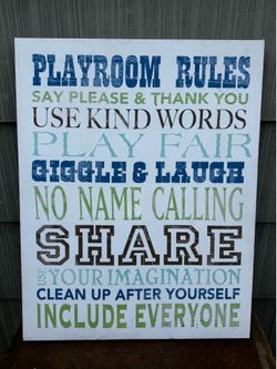 Playroom Rules Wall Canvas