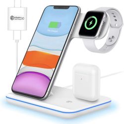 3 In 1 Wireless Charging Station (Black Color) 2 Available