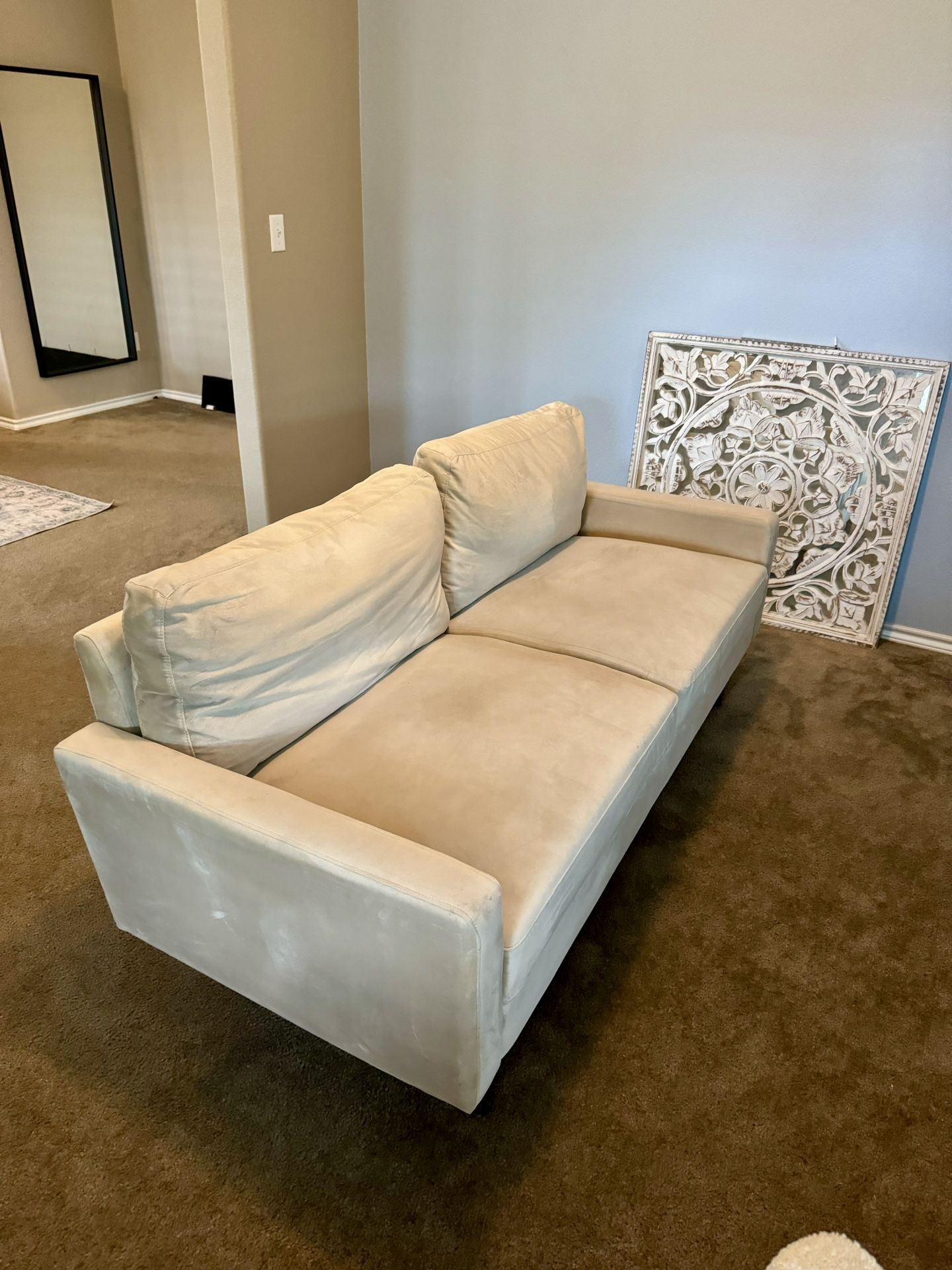 Beige Suede Full-size Loveseat