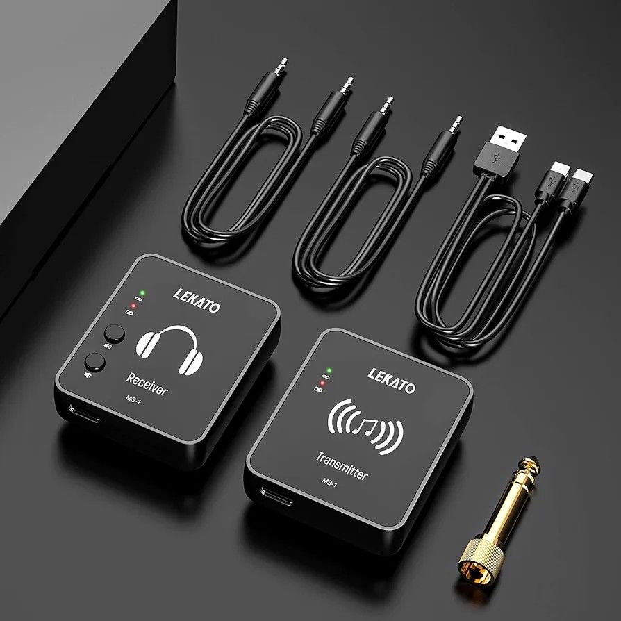 LEKATO MS-1 Wireless in Ear Monitor System, 2.4GHz Stereo in-Ear Monitoring with Transmitter Receiver Clip On, One to Many, Auto-Pairing,Wireless IEM 