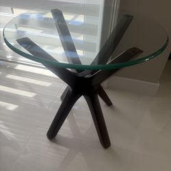 Wood and glass side table