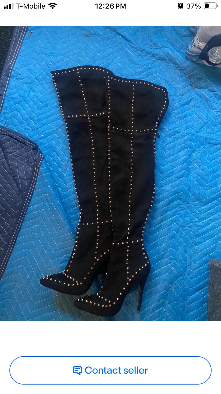 black stud thigh high boots Size 7