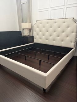 King size upholstered bed frame.